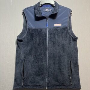 Vineyard Vines Vest Mens Medium Blue Fleece Full Zip